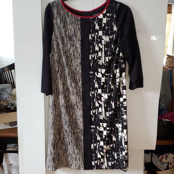 Adrianna Papell Women's Dress Color Block Long Sleeves Knee Length Size 14 - Picture 2 of 12